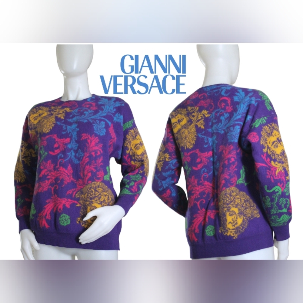 💜🩷 Vintage Versace Barocco Medusa Wool Sweater